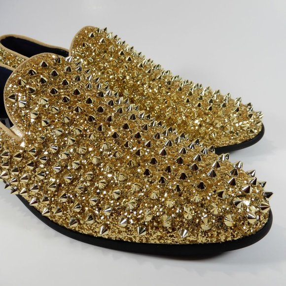J75 BY JUMP Luxor Spike Studded Men\'s Slip-On Loafer Shoes Size 11 Gold NEW main image 12
